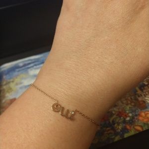 Rose gold plated "oui" bracelet- stacking